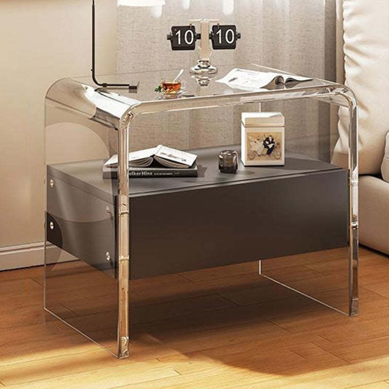 Modern Acrylic Solid Wood 1-Drawer Nightstand — C - Black