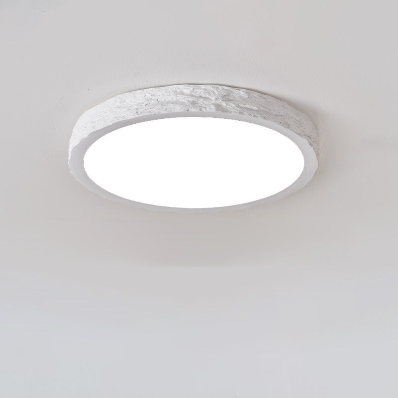 Minimalist Stone Grain Resin Iron LED Flush Mount Light