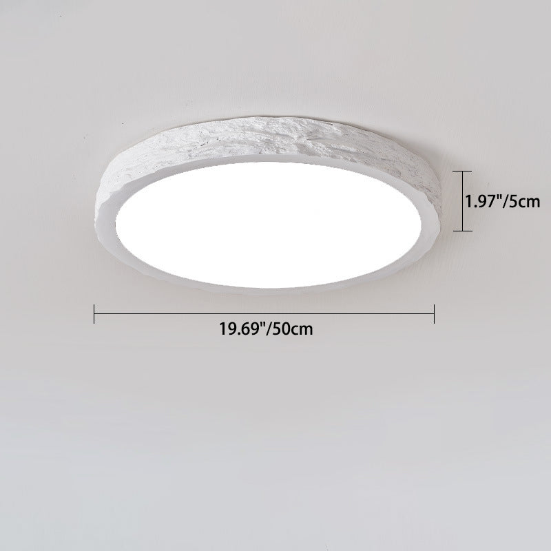 Minimalist Stone Grain Resin Iron LED Flush Mount Light