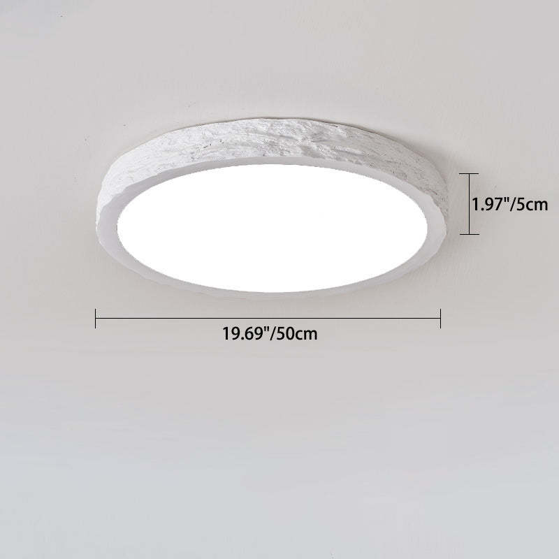 Minimalist Stone Grain Resin Iron LED Flush Mount Light