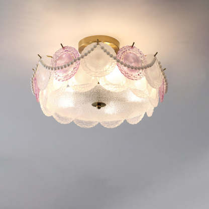 French Shell Textured Glass Pearl Ceiling Light