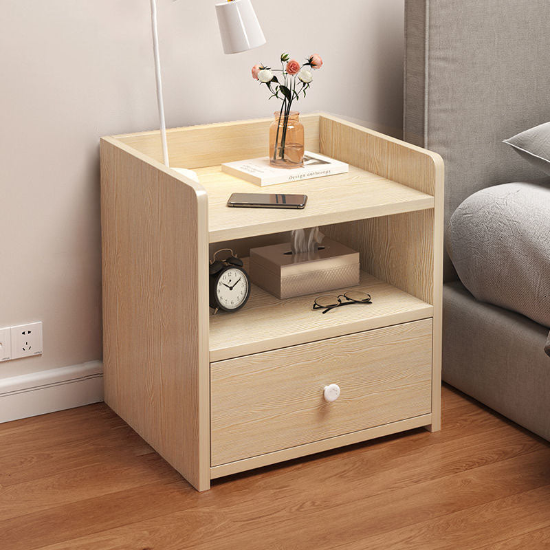 Minimalist Rectangular 1/2/3-Drawer Nightstand — C - 2 Drawer & Lock-free - White