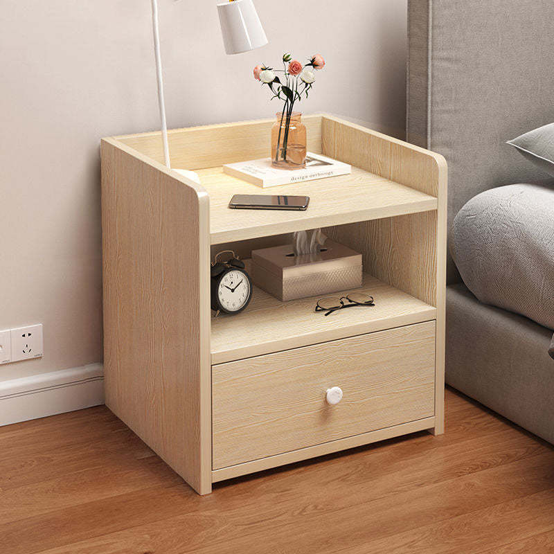 Minimalist Rectangular 1/2/3-Drawer Nightstand — C - 2 Drawer & Lock-free - White