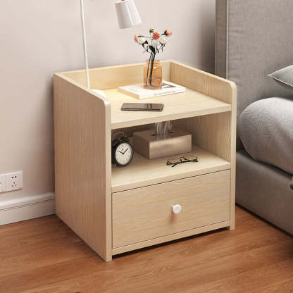 Minimalist Rectangular 1/2/3-Drawer Nightstand — C - 2 Drawer & Lock-free - White