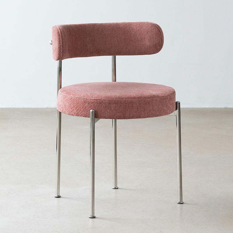 Minimalist Round Velvet Tubular-Leg Dining Chair