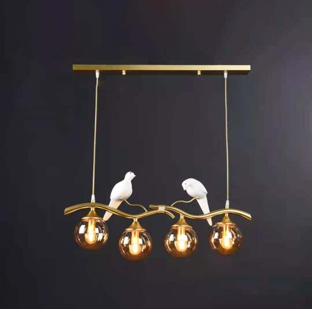 Resin Bird Glass Ball Island Chandelier