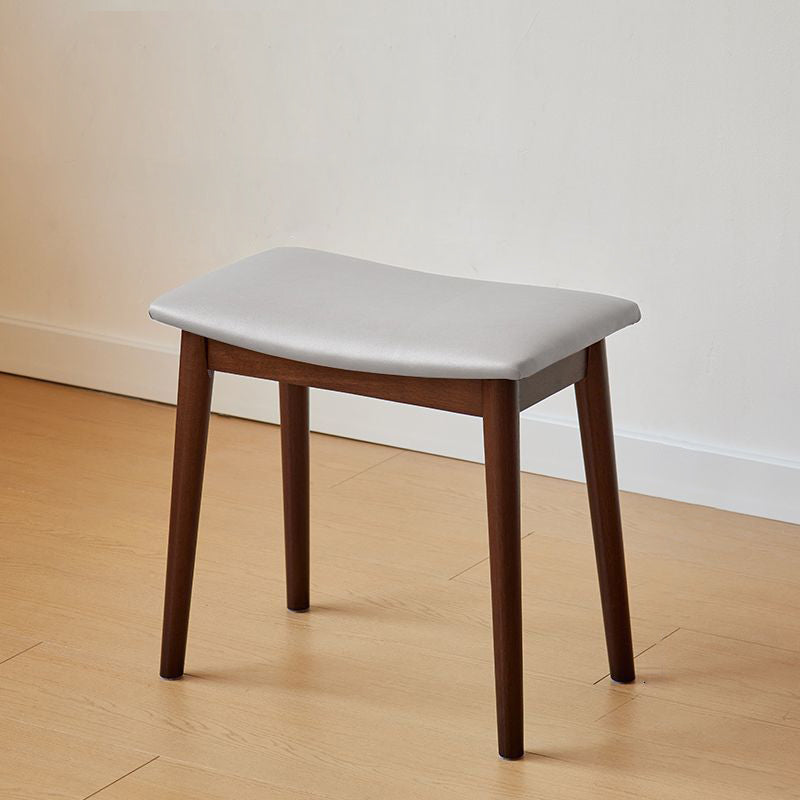 Minimalist Soft Leather Wood Vanity Stool