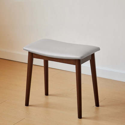 Minimalist Soft Leather Wood Vanity Stool