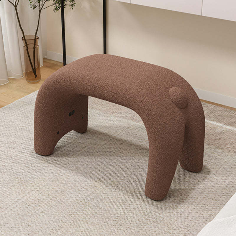 Curved Faux Fur Cat Vanity Stool — Pink