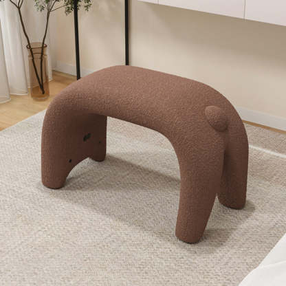 Curved Faux Fur Cat Vanity Stool — Pink