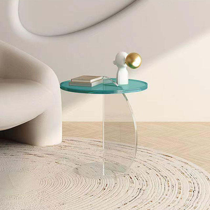 Minimalist Semicircular Plastic Coffee Table — Green