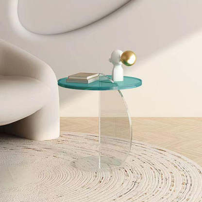 Minimalist Semicircular Plastic Coffee Table — Green