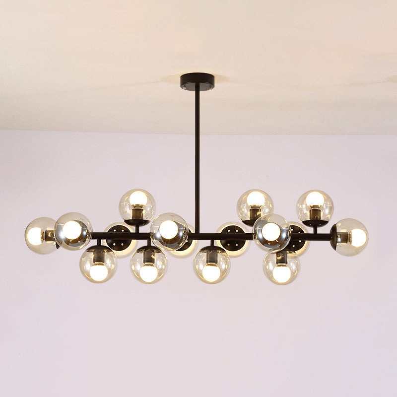 Scandinavian Long Globe Iron Island Chandelier