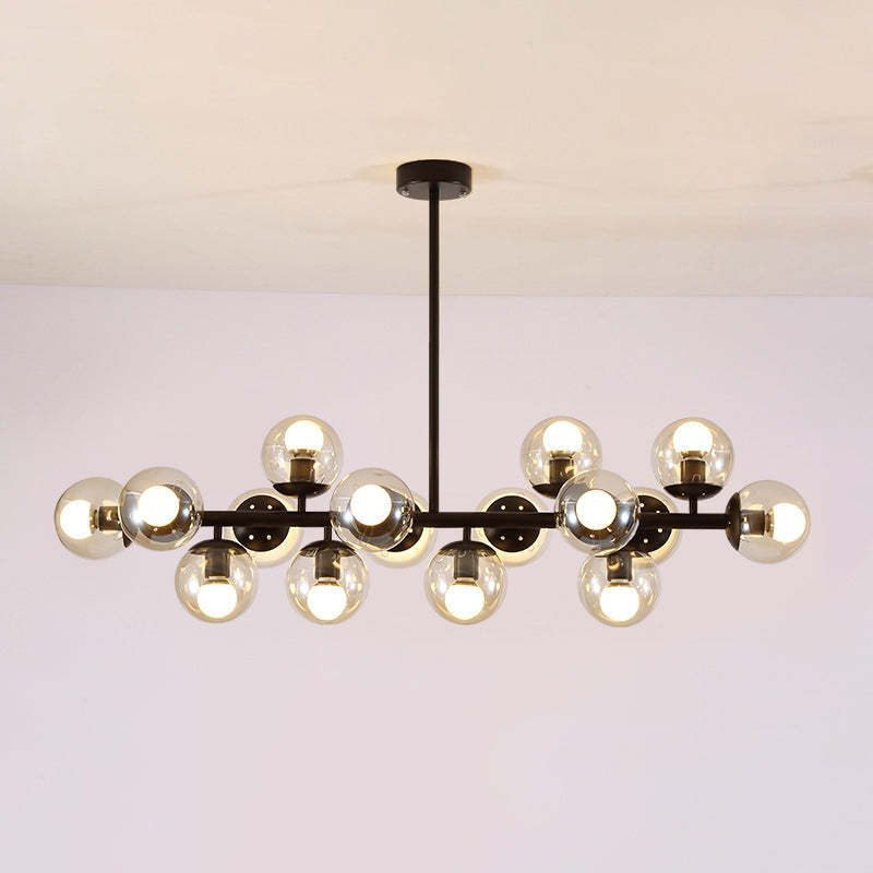 Scandinavian Long Globe Iron Island Chandelier