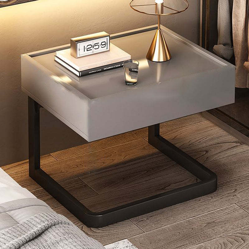 Minimalist Faux Panel 1-Drawer Nightstand — Gray