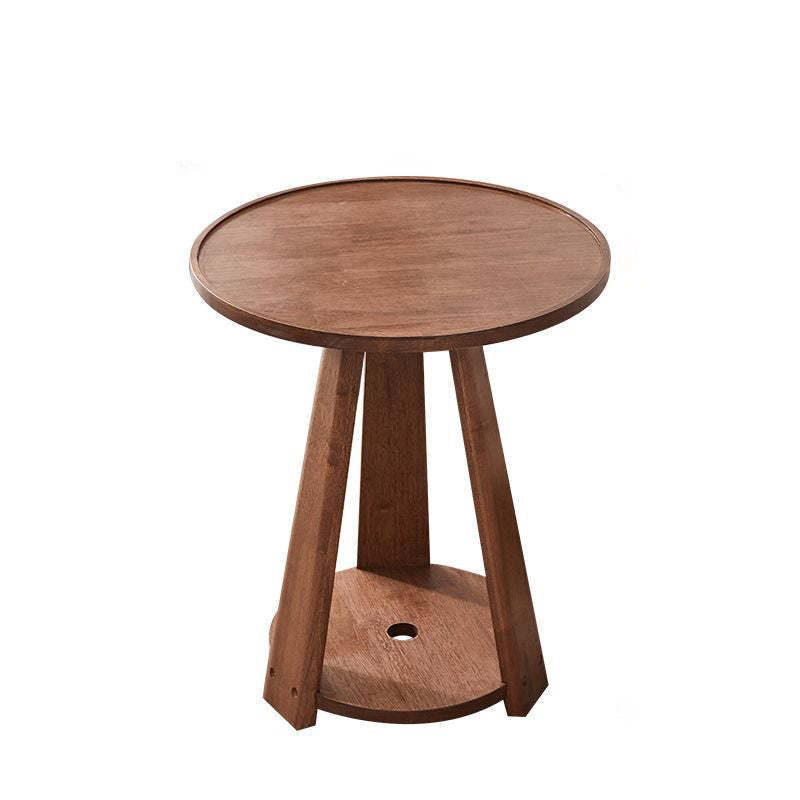 Modern Round Rubberwood 2-Tier End Table