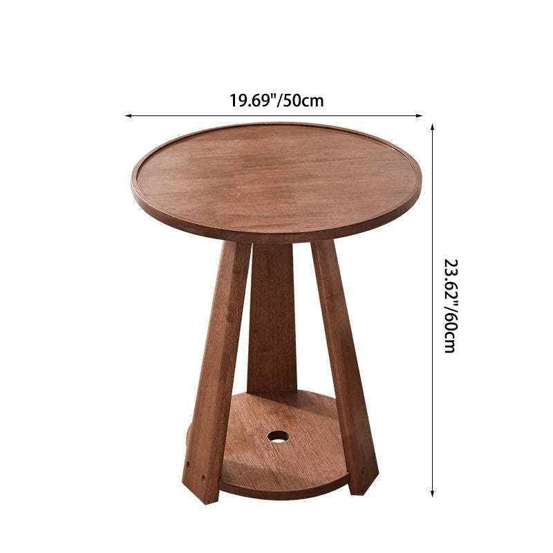 Modern Round Rubberwood 2-Tier End Table