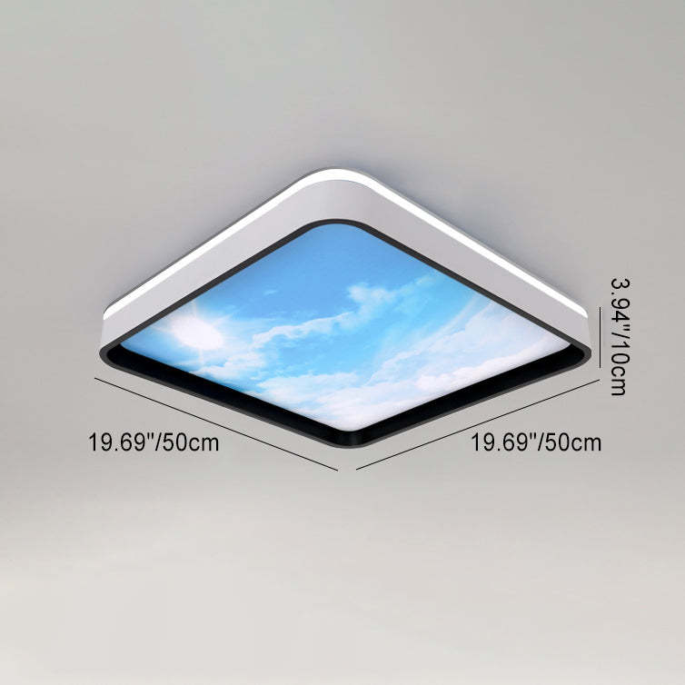 Iron Acrylic Rectangular Sunny Sky LED Flush Light