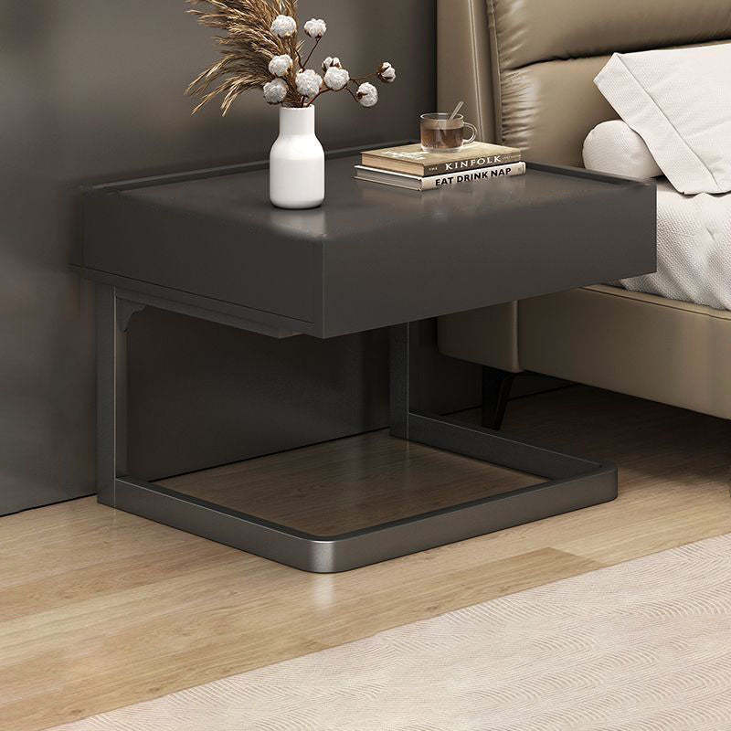 Minimalist Manufactured Board Tube 1-Drawer Nightstand — Gray