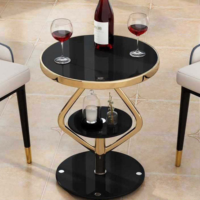 Nordic Lozenge Glass Steel End Table — Gold / Black