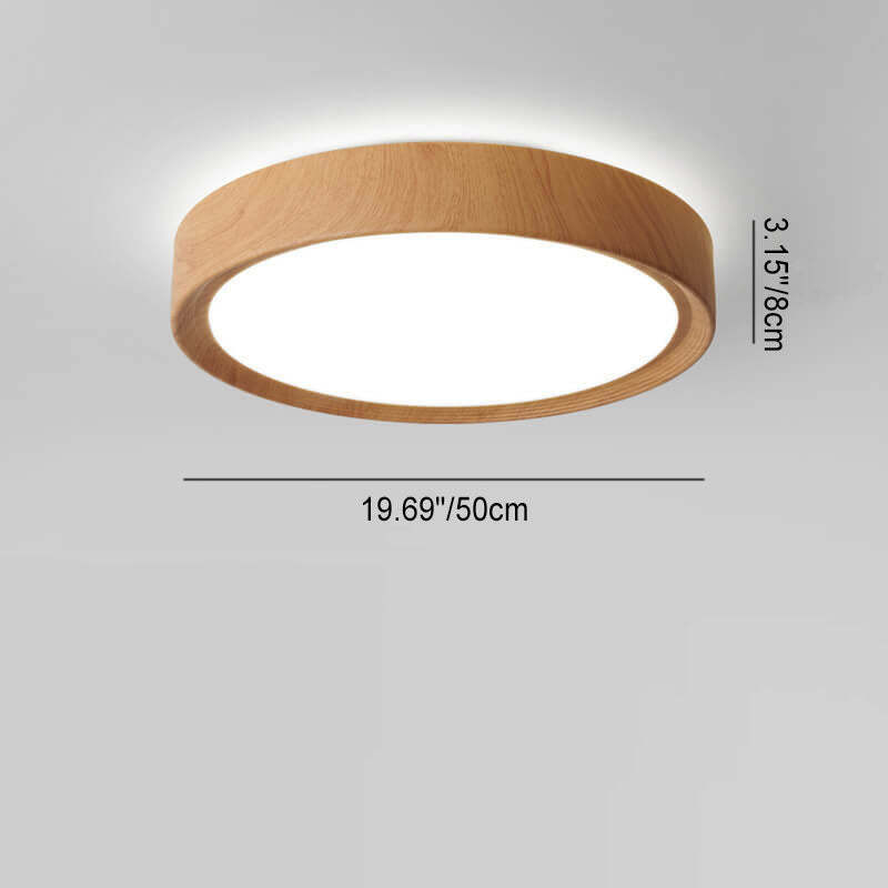Minimalist Round Wood Grain Flush Mount Light
