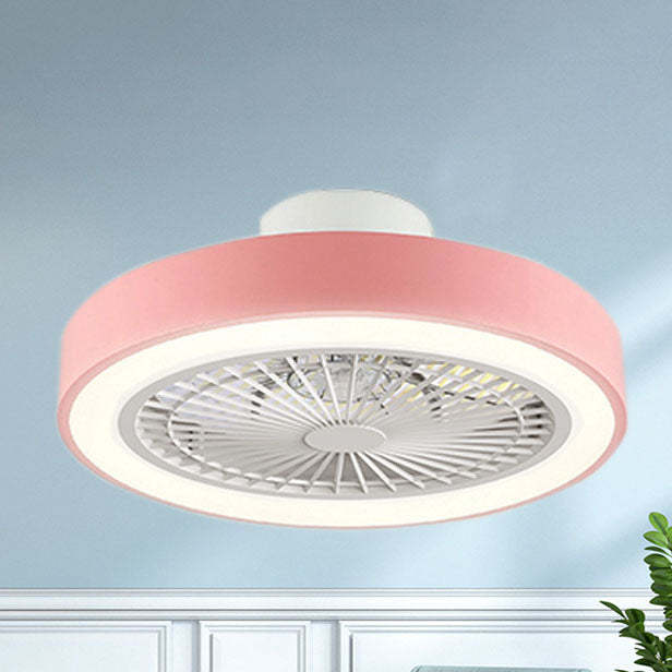 Minimalist Iron Copper LED Flush Mount Ceiling Fan Light