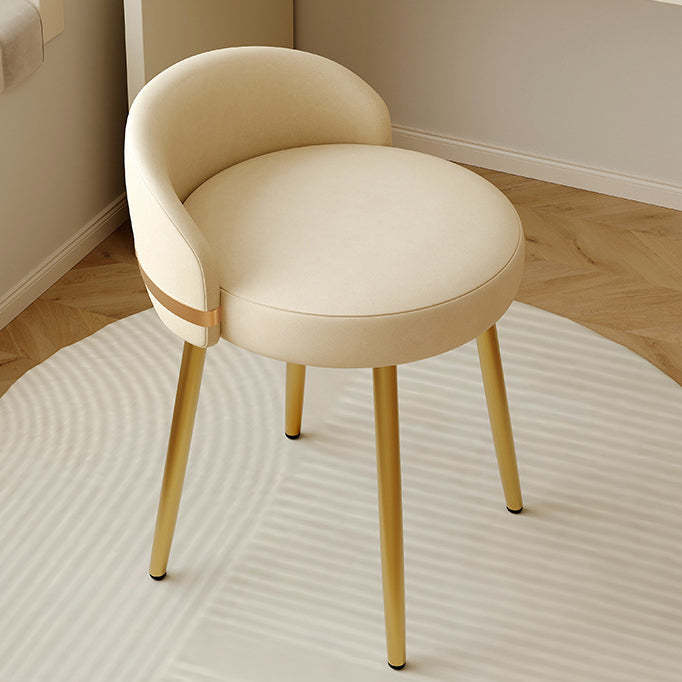 Scandinavian Round Leather Swivel Vanity Stool — Swivel / White Seat + White Legs