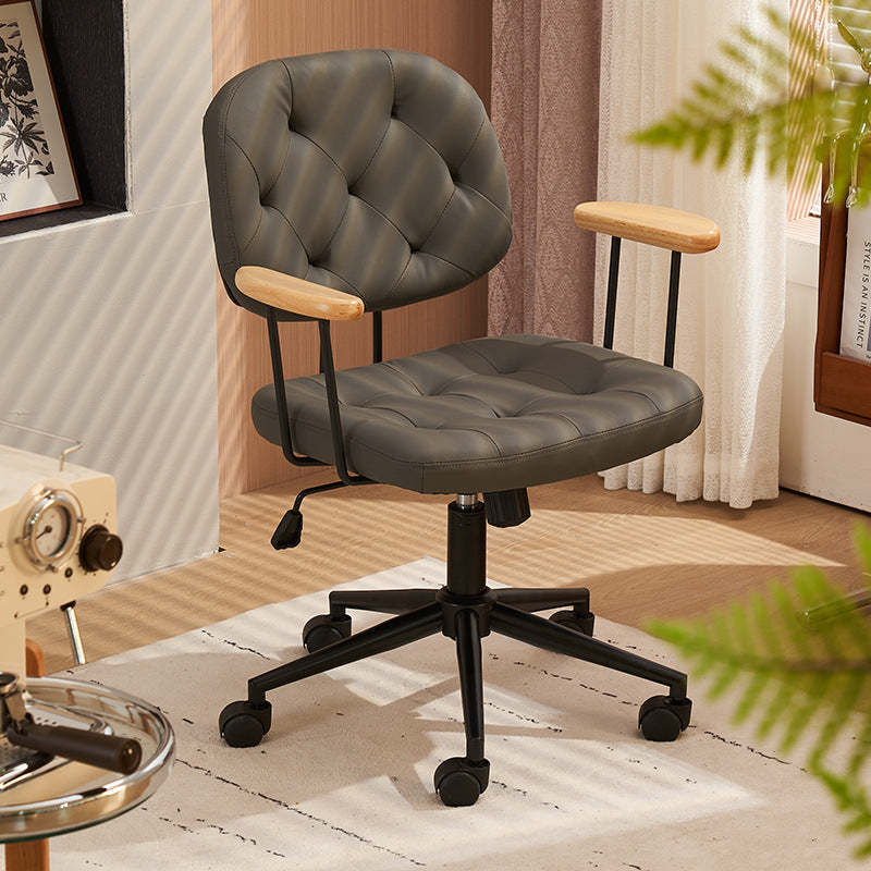 Gray leather steel wood accent chairs for office, Lighom