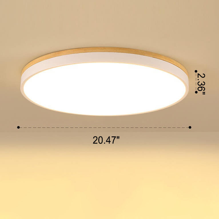 Nordic Solid Wood Round LED Flush Mount Light - D1181