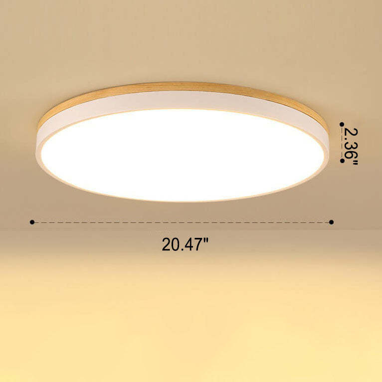 Nordic Solid Wood Round LED Flush Mount Light - D1181