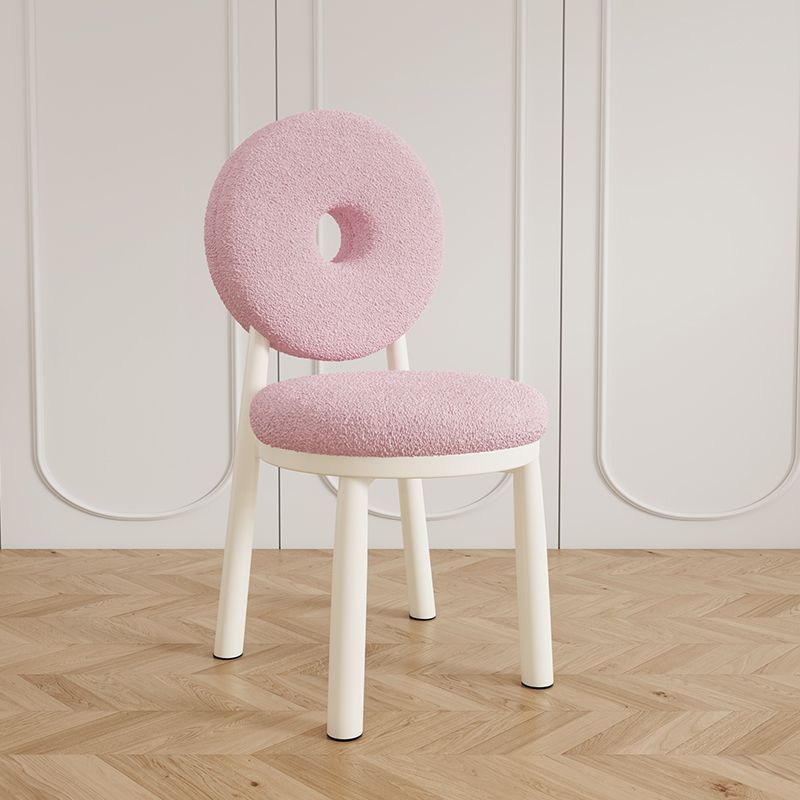 Nordic Lambswool Steel Round Dining Chair — White