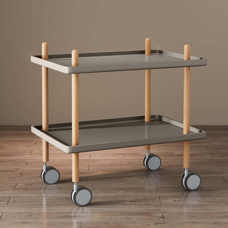 Minimalist Wood Metal Square Coffee Table 2-Shelf