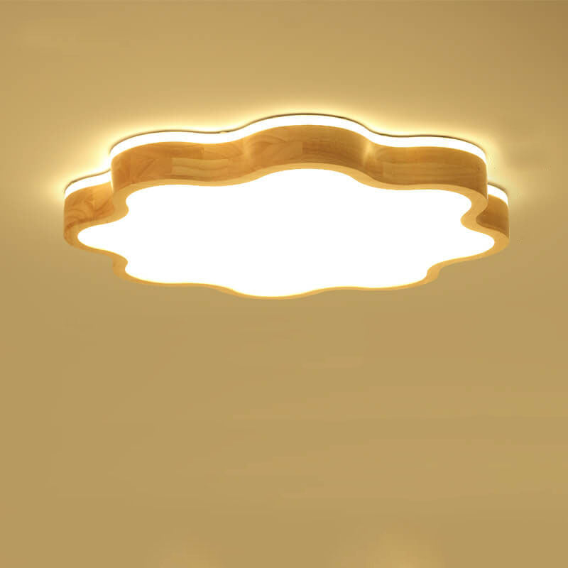 Nordic Flower Wooden LED Flush Mount Light