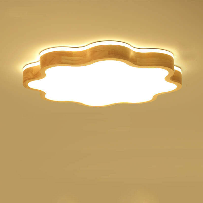 Nordic Flower Wooden LED Flush Mount Light