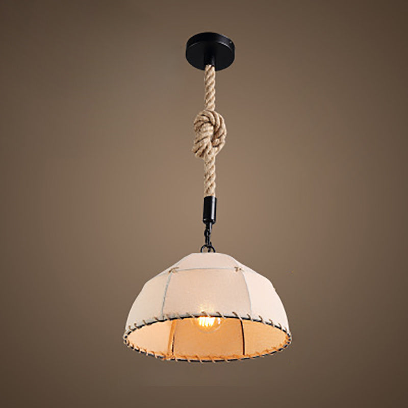 Traditional Rustic Fabric Semicircle Pendant Light