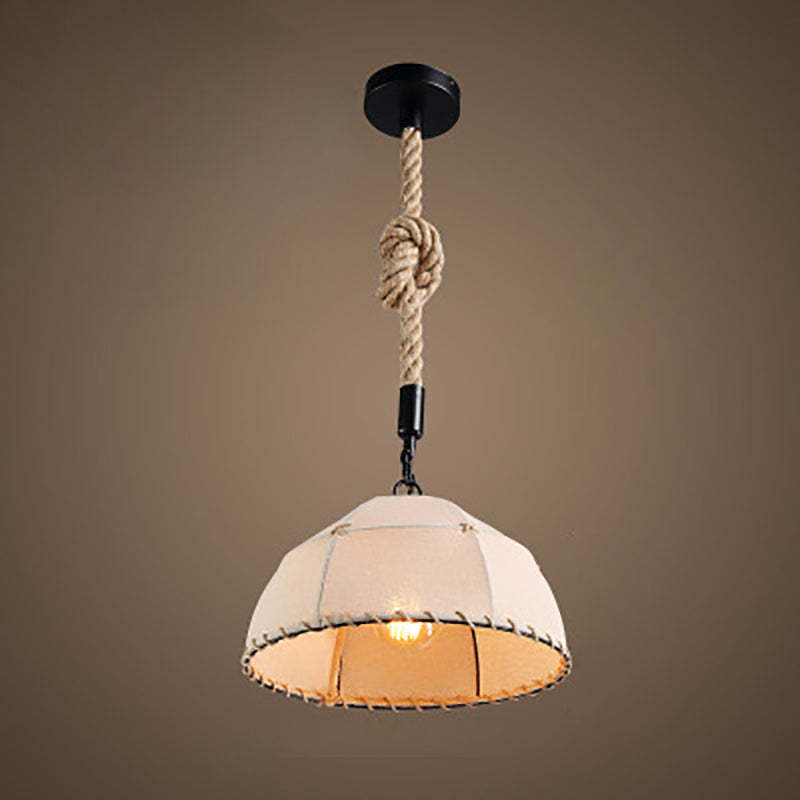Traditional Rustic Fabric Semicircle Pendant Light
