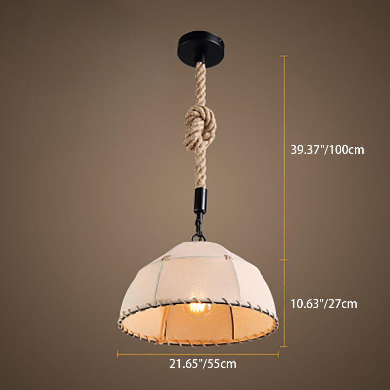 Traditional Rustic Fabric Semicircle Pendant Light
