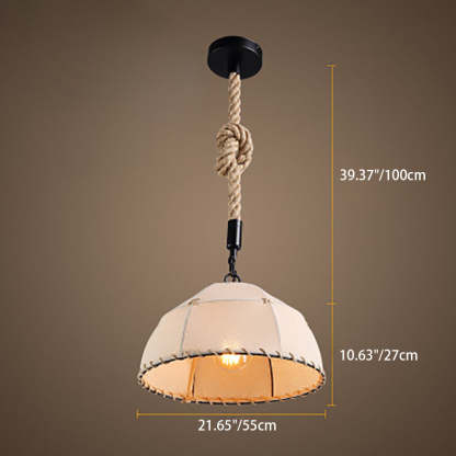 Traditional Rustic Fabric Semicircle Pendant Light