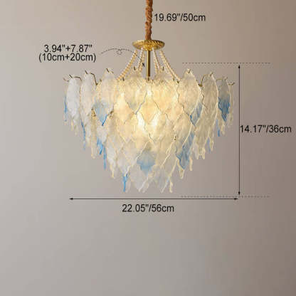 French Tree Leaf Pearl Iron Copper Glass Chandelier
