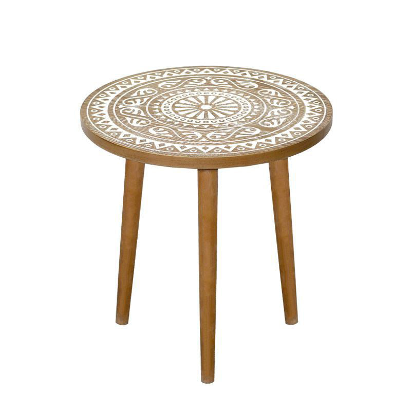 Contemporary Patterned Wood Iron Coffee Table