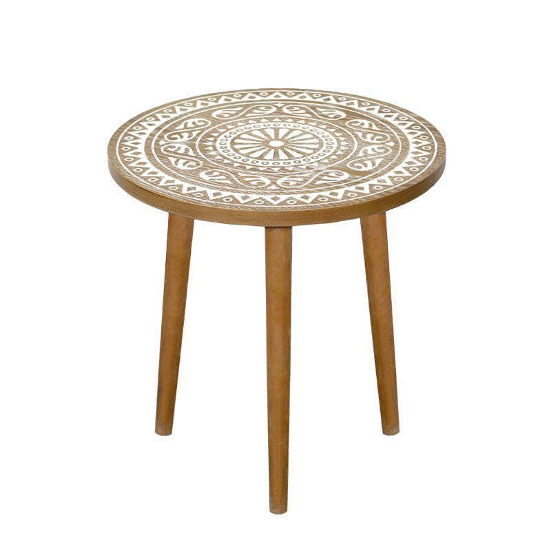 Contemporary Patterned Wood Iron Coffee Table