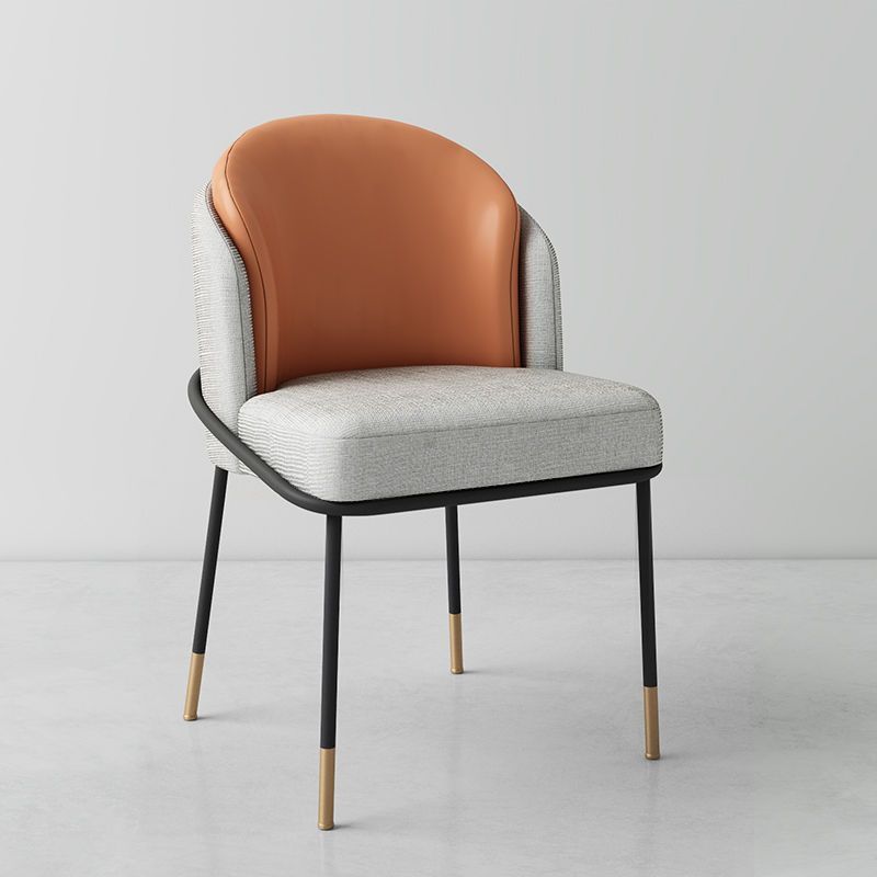 Nordic Leather Fabric Iron Wraparound Dining Chair