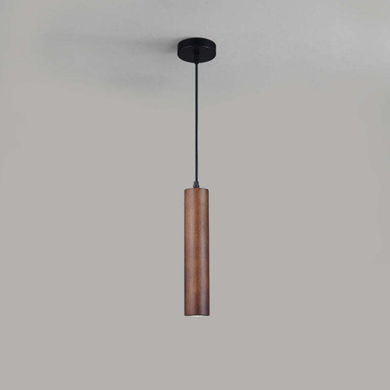 Minimalist Wood Cylinder LED Pendant Light
