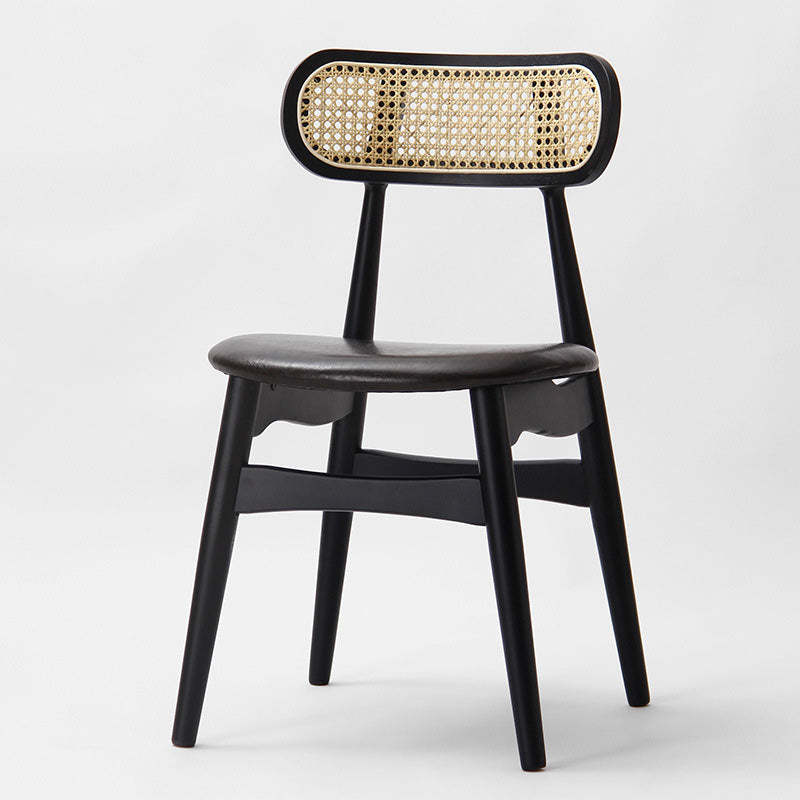 Traditional faux splayed-leg dining chairs & benches in leather wood rattan