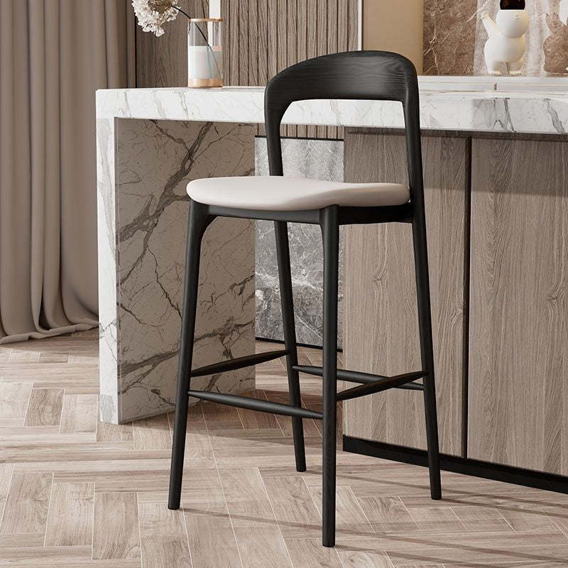Wood leather wood metal bar & counter stools - minimalist