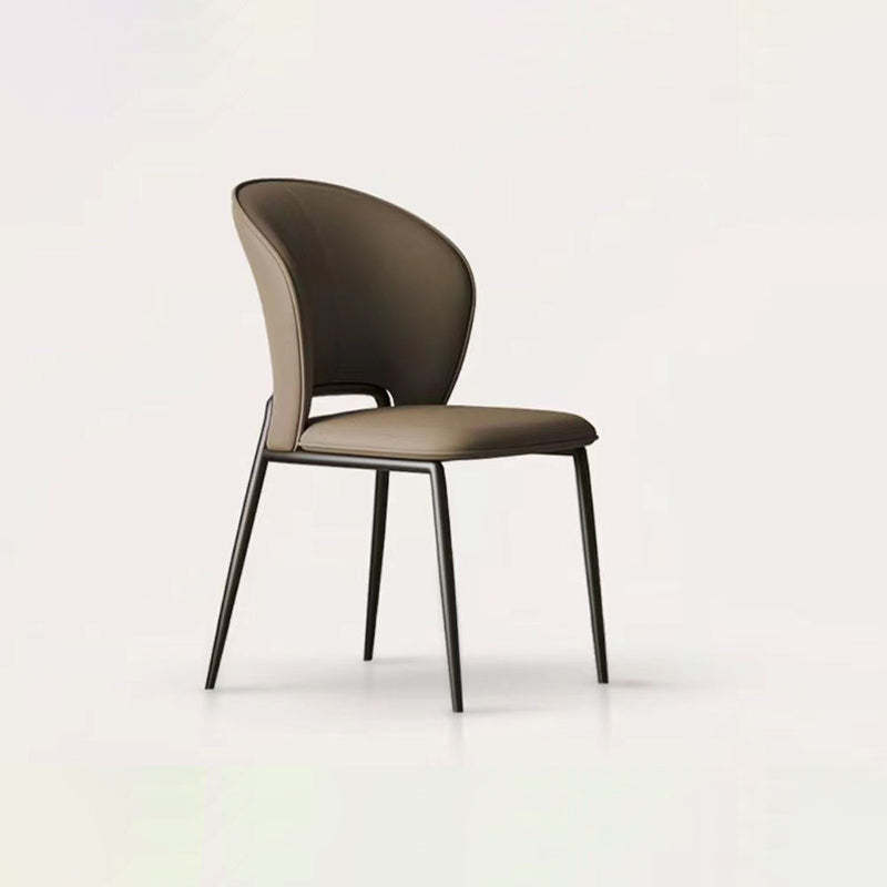 Minimalist Microfiber Leather Steel Curved Dining Chair