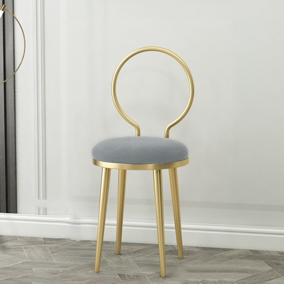 Minimalist Round Velvet Leather Metal Vanity Stool