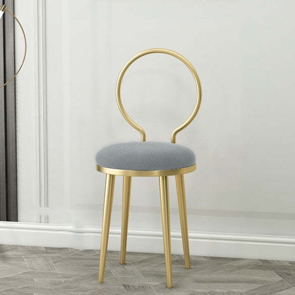 Minimalist Round Velvet Leather Metal Vanity Stool