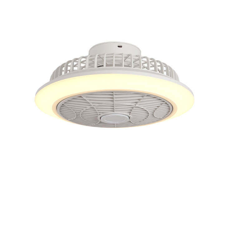 Minimalist Round Cage Iron Acrylic LED Flush Mount Fan Light