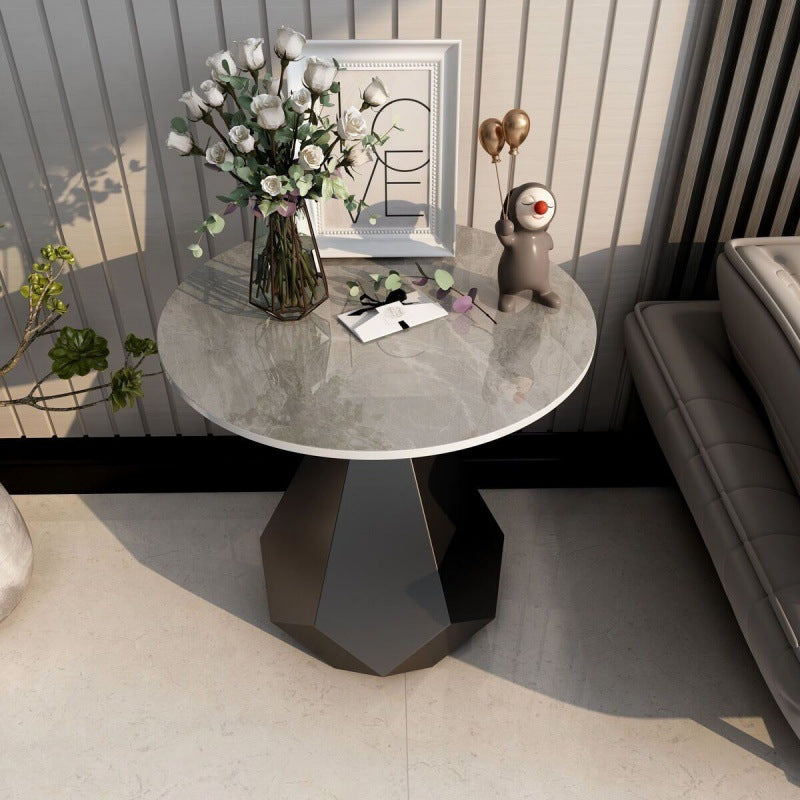 Contemporary Marble Sintered Stone Coffee Table — Italian Gray Tabletop